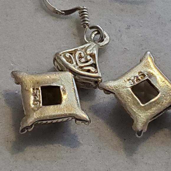 Sterling Silver Citrine Earrings Vintage - Picture 10 of 16